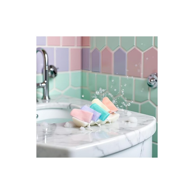 Bolsa De Jabón De Malla Exfoliante, 5 Unidades, Con Espuma