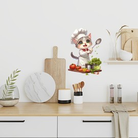 NOPVUFA 3 Pezzi Adesivi Murali Cucina, Adesivi Decorativi Carino da Gatto Maestro di Cucina, Adesivi Murali Bambini Decorativi, Cuoco Decorazione per Ristorante Casa Soggiorno DIY Wall Stickers