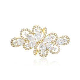 QUKE Shiny Austrian Cubic Zirconia Crystal Bridal Brooch Pin for Women and Girls Brides Wedding Brooch Pin, Silver