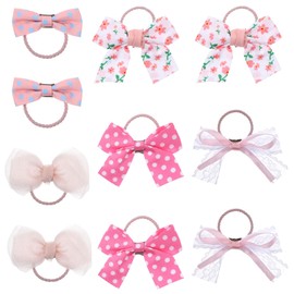 Dog Hair Bow Bowknot 10 Pack Sakura Pink Dog Hair Bow Cute Dogs Hairs Bows with Rubber Bands Small Size Dogs Bows for Puppies Cat Pet