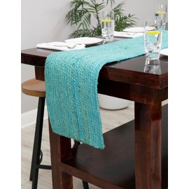 Unique Loom Braided Jute Collection Area Rug - Dhaka (1' 2" x 6' 1" Table Runner Turquoise)