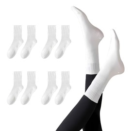 Landrain 4 Pairs of Grip Yoga Socks Pilates Non-Slip Grippy Socks Women Pilates Socks (White), White, 39