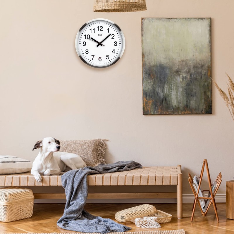 HITO 16" Silent Wall Clock Battery Operated Non Ticking Sweep