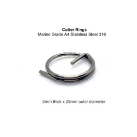 5 x Cotter Split Rings Marine Grade A4 Stainless Steel 316 (2mm Thick x 25mm Outer D)