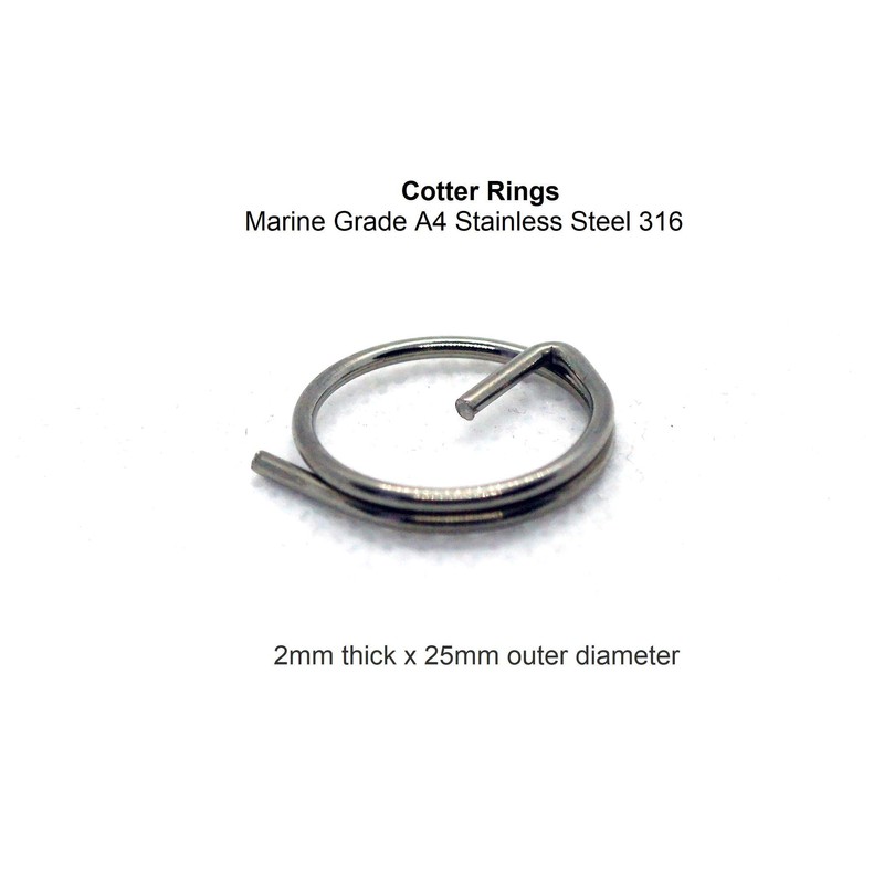 5 x Cotter Split Rings Marine Grade A4 Stainless Steel