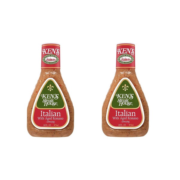 Ken's Steak House Italian Dressing with Aged Romano, 16 oz (Pack of 2)