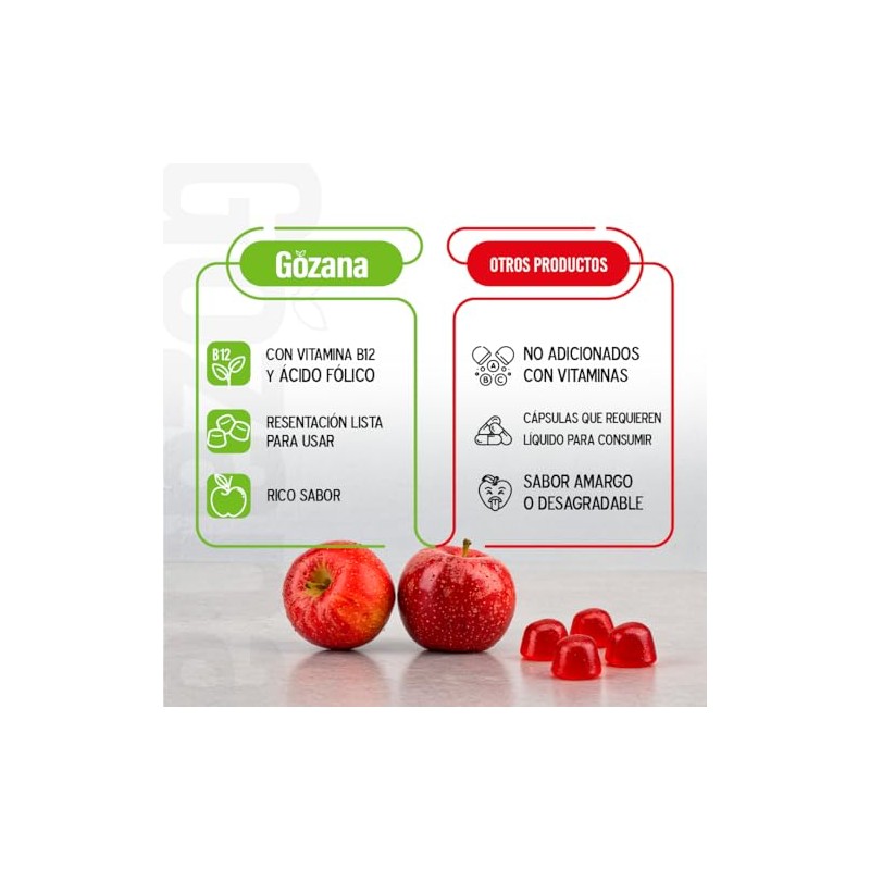 Cmd Gozana Gomitas Vinagre Manzana Ácido Fólico Vitamina B12 Suplemento