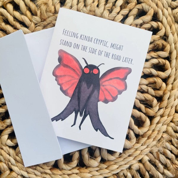 Cryptic Paper Co Handmade awkward mothman card for any occasion