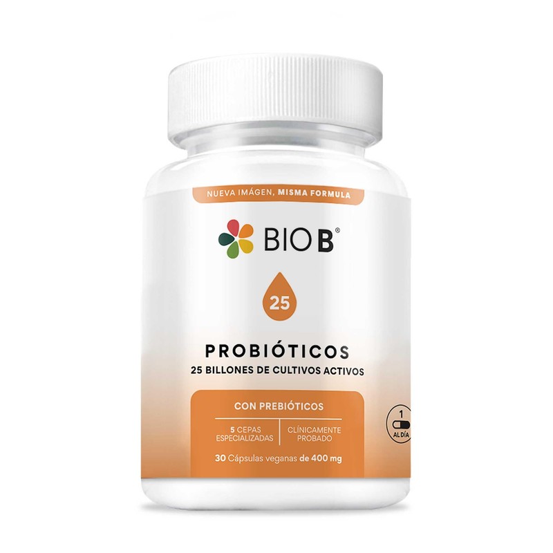 BIO B | Probióticos 25 billones UFC + prebióticos |
