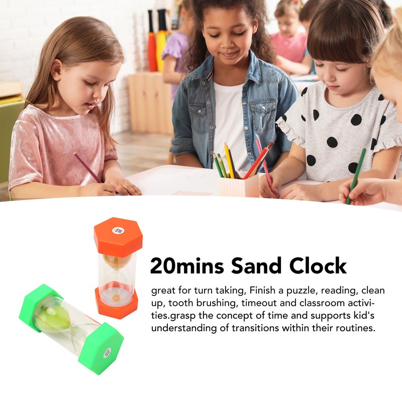 2Pcs Sand Timer 20 Minutes Hexagonal Shape Durable Plastic Widely