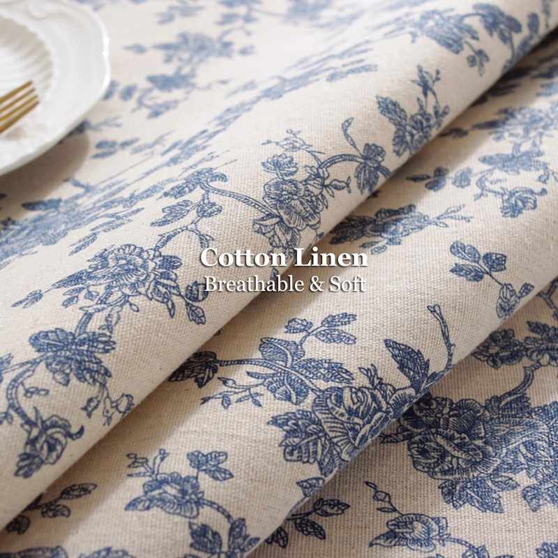 Aeici Cotton Tablecloth 140 x180 Linen Tablecloths Rectangular Farmhouse Table