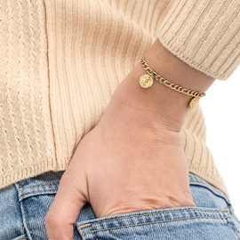 NOELANI 2030650 Women's Stainless Steel Bracelet 18 cm Gold Coin Comes in Jewellery Gift Box, Precious metal, No Gemstone