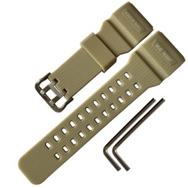 Natural Rubber Strap/Replacement Watch Band for Casio men's G-Shock Master of G Mudmaster Twin Sensor Sports Watch GG-1000/ GWG-100/ GSG-100 Series Watch Strap (Beige)