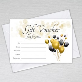 Webspectations Blank Gift Vouchers for Beauty Salons, Hairdressers, Restaurants and Shops: A6 Gold Black Gift Vouchers (Pack of 10 with Envelopes)