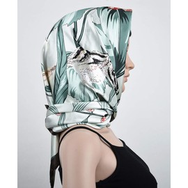 corciova Bufanda cuadrada de seda para mujer, 35 x 35 pulgadas, 565 Dark Lava Magic Mint Squirrel Hortensia, Grande