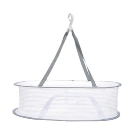 MECCANIXITY 28" Herb Drying Rack Hanging 1 Layer Hanging Mesh Net Collapsible Food Drying Fish Net with Zipper for Fish Buds Fruit Dehydrated Goods Vegetables Clothes, Grey