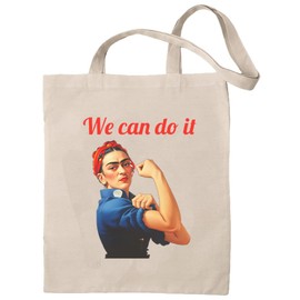 rainUP: Frida We Can Do It 100% Natural Cotton Reusable and Durable Women's Tote Bag Shopping Beach Daily Use Unique Designs Beige, beige
