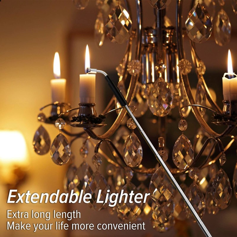 Electric Arc Flexible Neck Long Lighter,Retractable Length 11.4in to 27.55in,Rechargeable