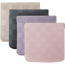 Zukoshu 4 PCS Lambskin Pocket Cosmetic Bag Mini Portable Women's Travel Coin Storage Pouch Lipstick Accessories Organizer Jewelry / 주코슈 4 PCS 램스킨 포켓 화장품 가방 미니 휴대용 여성용 여행용 동전 보관 파우치 립스틱 액세서리 정리 주얼리용