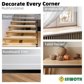 JSIWOTH 20Ft Peel and Stick Molding Trim, Flexible 0.79in Self-Adhesive Wall Trim, Inside & Outside Corner Protector, Baseboard Edge Guard for Walls, Windows, Tables, DIY Home Decoration