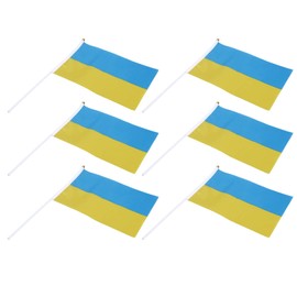 10pcs Ukrainian Flag, 12 x 8 inch Flat and Stick Set, Polyester Handheld Flag for Outdoor