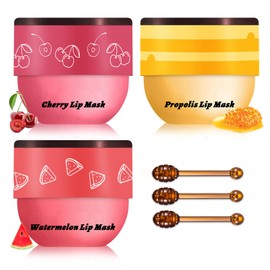 Bálsamo Labial Honey Pot, 3 Unidades, Exfoliante Labial Honey Pot Con Sabor A Cereza Y Sandía, Mascarilla Nocturna Para Labios Secos Y Agrietados...  
