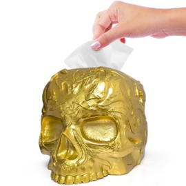 Gothic Skull Tissue Box Cover – Heavyweight Square Tissue Holder – Won’t Move When Pulling a Tissue – Black Home & Bathroom Décor – Home Gift for Women & Men, Goth, Horror, & Halloween Enthusiasts