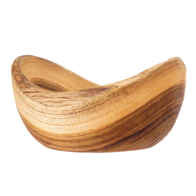 Windalf Rustikale Natur Teakholzschale LARY Ø 12 cm Schmuckschale Seifenschale