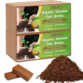 ZeeDix ZeeDix 4 Pcs Premium Coco Coir Brick- 100% Organic Compressed Coconut Coir Starting Mix, Coco Coir Fiber with Low EC and PH Balance for Gardening, Potting Soil, Herbs