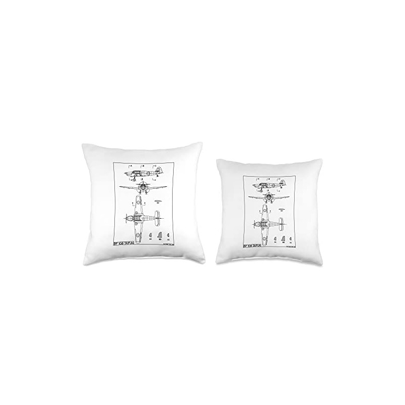 Messerschmitt Bf 108 Taifun WW2 German Plane Blueprint Throw Pillow