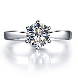 THREE MAN 2CT Solitaire Prongs Ring Engagement Sterling Silver Simulated Diamond Ring for Women
