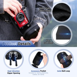 Hard Belt Camera Travel Case with Shoulder Strap Carabiner,Compact Camera Pouch for G7X Mark II Olympus TG-7 TG-6 TG-5 TG-4 Ricoh GR3 GR3X HDF Sony ZV-1 II ZV1 ZV-1F RX100 VII VI VA IV III II & More