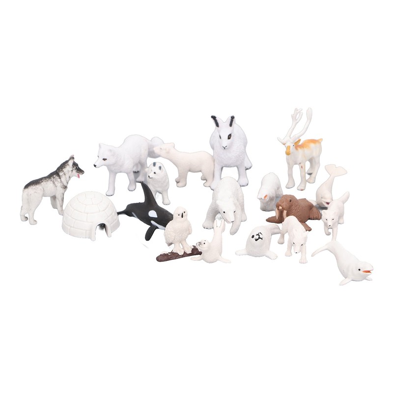 Arctic Animal Figurine Set 18pcs Kid Simulated Arctic Hare Reindeer