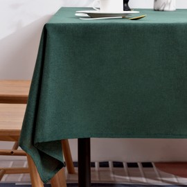 BALCONY & FALCON Square Table Cloth – Waterproof, Wrinkle-Resistant & Dust-Proof Farmhouse Tablecloth for Dining, Kitchen, Party Decorations, Outdoor Patio, Christmas (Hunter Green, 55" x 55")