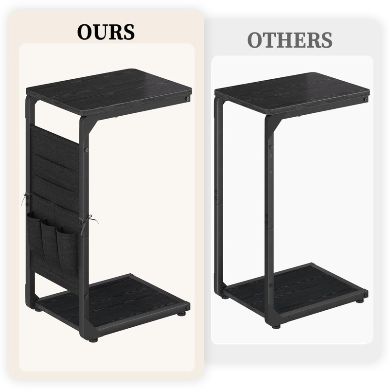 Vovonusy Narrow C-Shaped End Table, Small Side Table for Couch
