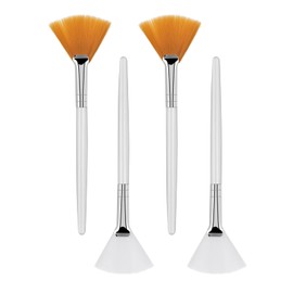 Sibba 4 x Gesichtspinsel Fächerpinsel Säure-Applikator-Pinsel Make-up-Pinsel mit transparentem Kunststoffgriff Kosmetik-Auftragswerkzeug für Schlamm-Gesichtscreme (4 Stück)
