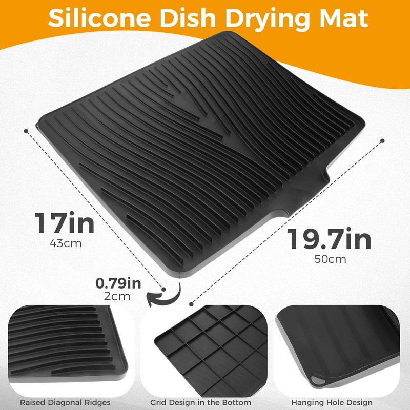 MOOTVGOO 19.7" X 17" Silicone Dish Drying Mat for Kitchen