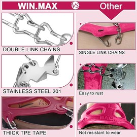 WIN.MAX Crampons, Ice Spikes, Shoe Claws with 19 Stainless Steel Teeth / Spikes, for Climbing / Mountaineering / Trekking / High Altitudes / Winter / Outdoors