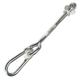 Garden Games Swing Hooks Heavy Duty M12 Swing Hanger Bolts with Carabiner Clips to Hang Swing Accessories or Swing Seats from a Climbing Frame or Swing Frame (Single)