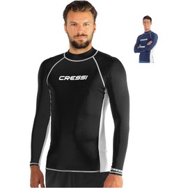Cressi Men's Long Sl Rash Guard Long Sleeves Elastic Fabric for Adult UV Protection (UPF) 50+, black, l