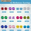 Earrings for Women, S925 Sterling Silver Birthstone Round Studs Earring