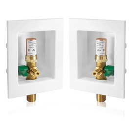 2-PACK GUOFIS Icemaker Outlet Box with 1/2" MIP Sweat Inlet Connect, Ice Maker Box with Pre-installed 1/4-Turn Ball Valve(Copper Hammer Arrestor)