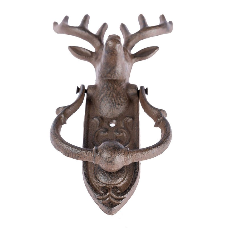 HOMESCAPES Deer Door Knocker or Gate Knocker Antique Style Stag