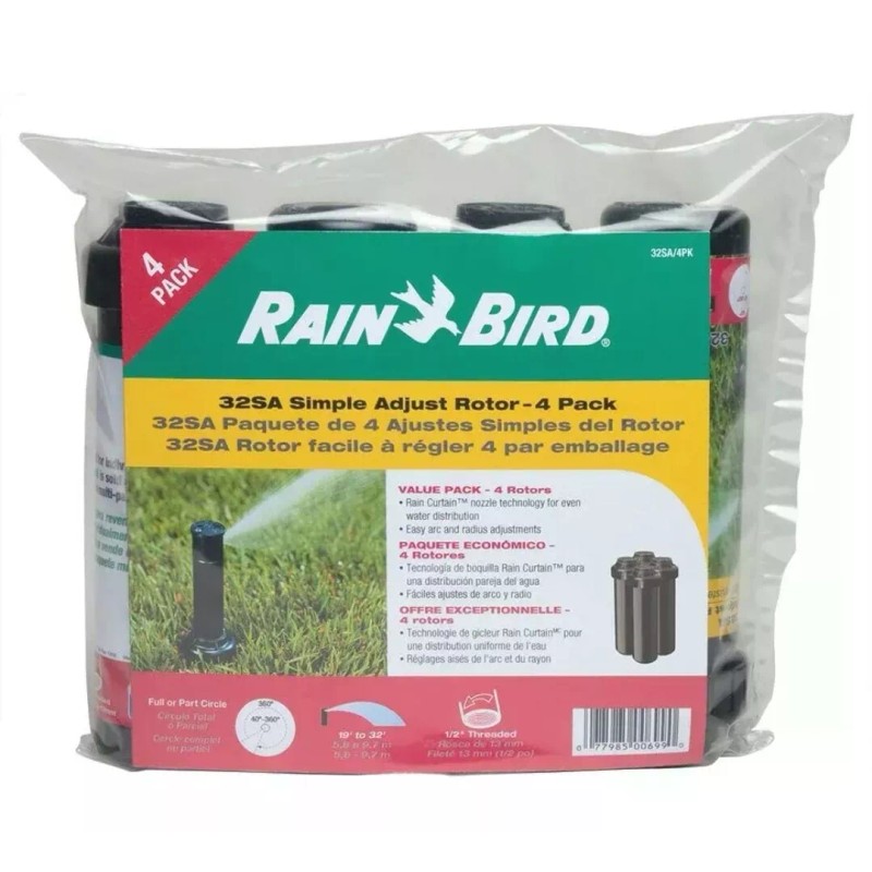 Rain Bird 32SA Rotor Sprinkler Heads (4-Pack) - FREE Adjustment