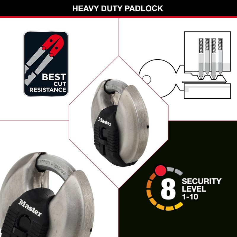 MASTER LOCK Heavy Duty Disc Padlock, Security level 8/10, Outdoor,