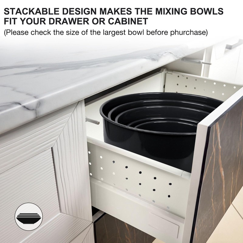 Greentainer Plastic Mixing Bowls with Lids Set for Kitchen, Nesting