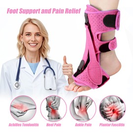 Plantar Fasciitis Night Splint, Night Splint Plantar Fasciitis for Women And Men, Upgrade Adjustable Splint Not Affect Sleep for Achilles Tendinitis Plantar Fasciitis Flat Arch Foot Drop (Pink)