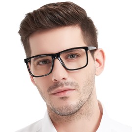 MARE AZZURO Oversized Square Reading Glasses Men Large Readers Big Face 1.0 1.25 1.5 1.75 2.0 2.25 2.5 2.75 3.0 3.5 4.0 5.0 6.0 (Black, 3.50)