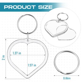 MTLEE 150 Pcs Photo Insert Keychain Clear Acrylic Picture Keychains Picture Frame Key Chain Blank Photo Keychains(Heart)