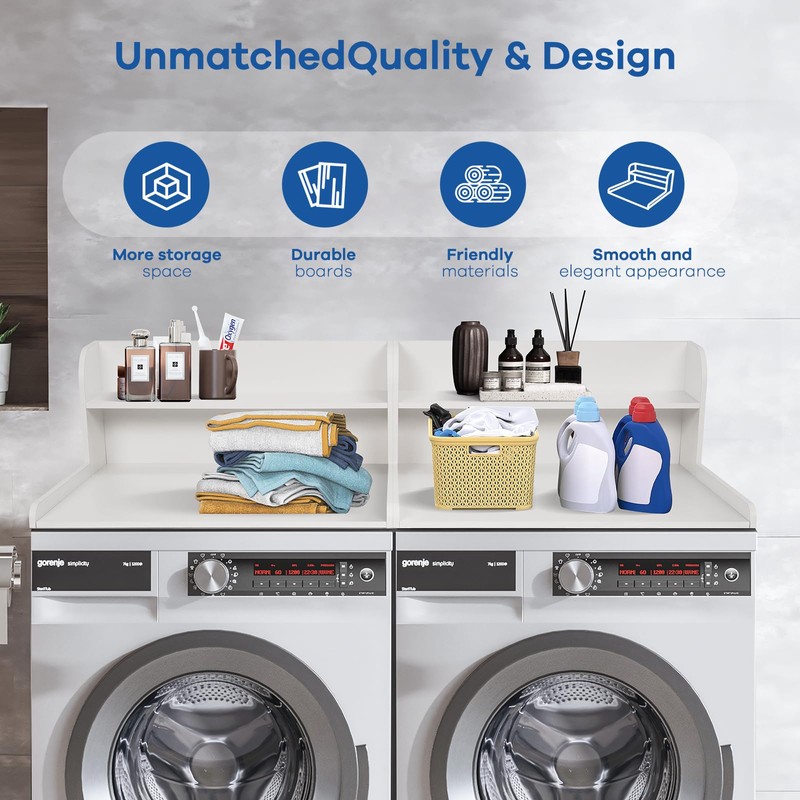Noafocks Washer and Dryer Covers - Top Wood Countertop Washer